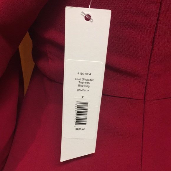 Cushnie new with tags dark raspberry high neck cold shoulder open back top. - Picture 3 of 4